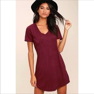 LULU’S Burgundy V-Neck Dress